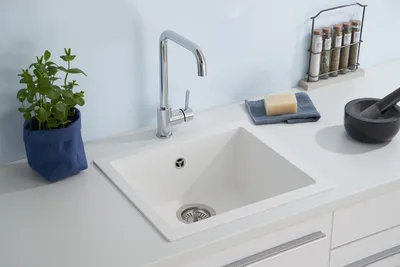 Produktbild von Küchenspüle Einbauspüle Spüle Granit Mineralite 50 x 44 Weiß Respekta Ohio