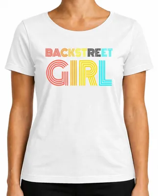 Productafbeelding van Backstreet Boys Fan T-shirt voor dames, met een afbeelding die verwijst naar de boyband uit de jaren '90, met een humoristische of sarcastische boodschap. Wit, maat S