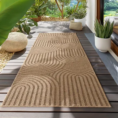 Produktbild von Teppium In- & Outdoor Teppich Wetterfest im natürlichen Jute-Look, ideal für Wohnzimmer, Küche, Terrasse & Balkon, Grösse: 80x250 cm