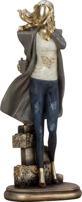 Produktbild von Skulptur Dekofigur Moderne Frau mehrfarbig aus Kunststein Höhe 30 cm Breite 12 cm