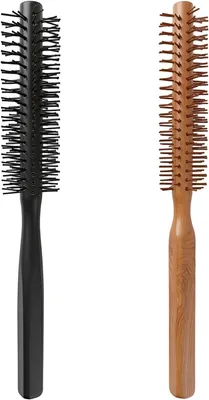 Produktbild von Rundbürsten 2 Größen, Holzgriff und Nylonborsten, für Haare stylen