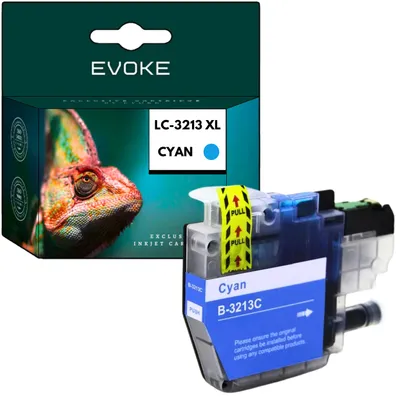 Productafbeelding van Evoke compatibele inkt voor Brother LC-3213 LC3213 LC3213C, cyaan, 7 ml, 280 pagina's, geschikt voor DCP-J572DW, J774DW, J772DW