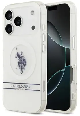 Zdjęcie produktu dla Etui US Polo Stripe Logo MagSafe do iPhone 17 Pro biały