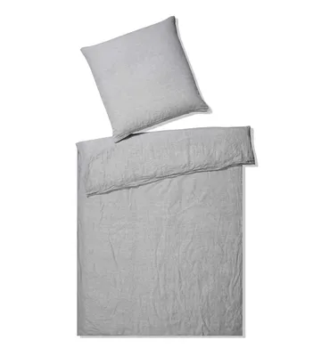 Produktbild von elegante Halbleinen-Bettwäsche-Garnitur Breeze Farbe hellgrau Größe 200x200+2x40x80cm