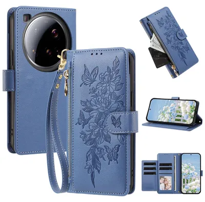 Produktbild von Handyhülle für Xiaomi 15 Ultra, Wallet Case Kunstleder mit Kartenfächern, Reißverschluss und Handschlaufe Dunkelblau