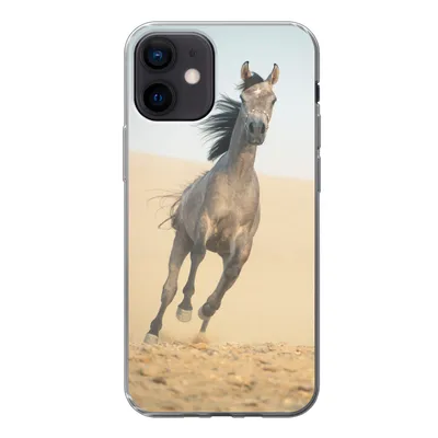 Produktbild von MuchoWow® Handyhülle Schutzhülle Hülle für iPhone 12 Pferd - Sand - Wüste Silikon Softcase Handy Hülle - Schutzhülle
