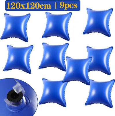 Immagine prodotto di Cuscini gonfiabili Bettizia per piscine, 120x120 cm. Ideali come coperte invernali per piscine, protezioni per piscine o cuscini per piscine. Forma quadrata. Confezione da 9 pezzi