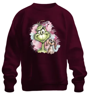Produktbild von Grinch Weihnachten Hund lustig Geschenk Vintage Cartoon Sweatshirt Pullover, Burgundy, XXL