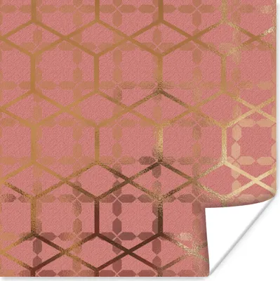 Produktbild von MuchoWow® Poster Rosa - Gold - Figuren 100x100 cm - Babyzimmer