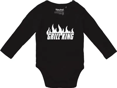 Produktbild von Huuraa Baby Body Grill King Flammen 68 Black  Baumwolle Fairtrade Langarmbody Geschenkidee