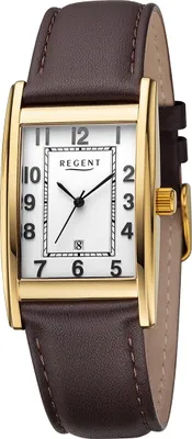Obrázok produktu pre Pánske kožené náramkové hodinky Regent quartz tmavohnedý kožený remienok D2URF1519