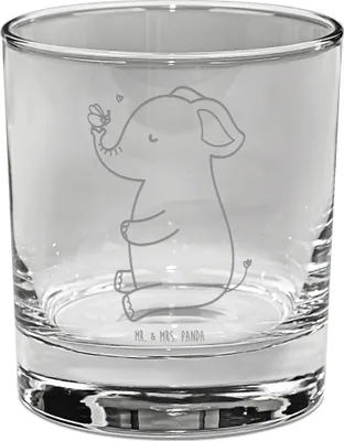 Produktbild von Mr. & Mrs. Panda Tumbler Elefant Biene - Transparent - Geschenk, Hochzeitsgeschenk, Lustige Sprüche, Liebe, Liebesspruch, Lowball Glas, Jahrestag, Whiskey, Whiskyglas
