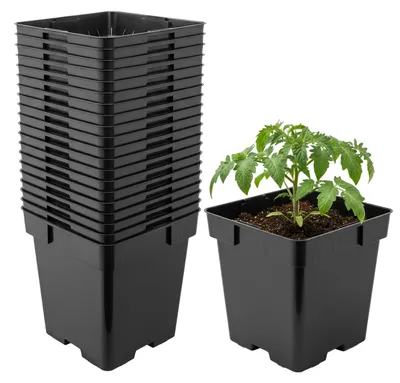 Image de Garronda, lot de 20 pots de fleurs carrés en plastique avec trous de drainage pour le jardin (noir, 16 x 16 x 16 cm (3 L)) GD-KW-S