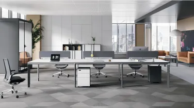 Productafbeelding van Grote witte werktafel, design kantoormeubilair, praktische bureau