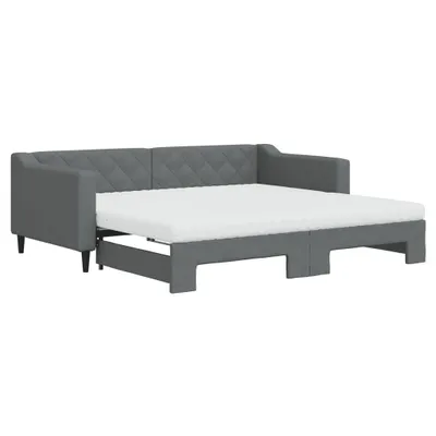 Immagine prodotto di vidaXL Letto da giorno allungabile con materassi grigio scuro 90x190 cm tessuto