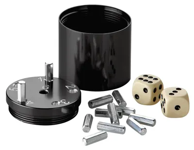 Produktbild von BestSaller 3003 SUPER SIX Würfelspiel Aluminum Sonder Edition, 36 Spielstäbchen & 2 Würfel, schwarz