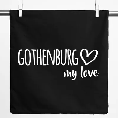 Produktbild von Huuraa Kissenbezug Gothenburg my love 40x40cm Black Baumwolle Dekokissenbezug Geschenkidee