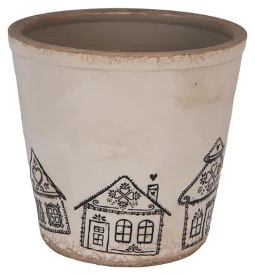 Productafbeelding van Clayre & Eef bloempot, diameter 21 cm, hoogte 20 cm, beige, keramiek, ontwerp: peperkoekhuis
