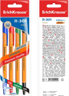 Obrázek produktu pro Biros R-301 Oranžová 0,35 mm sada 4 kusů mixu barev