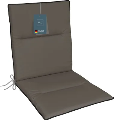 Produktbild von LILENO HOME Gartenstuhl Auflagen als [1er Set - Niedriglehner] in Steingrau + Keder Grau - bequeme Liegen als Sitzauflagen für Gartenmöbel - Stuhlkissen für Gartenstühle und Klappstühle
