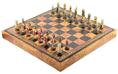 Produktbild von Schachspiel Römer vs Gladiatoren Italfama 3-in-1 Dame Backgammon Kunstleder