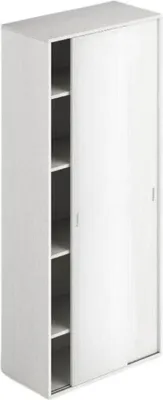 Immagine prodotto di Armadio due ante scorrevoli 90x43x212h con ripiani colore bianco frassinato