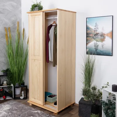 Produktbild von Kleiderschrank Holz natur 014 - Abmessung 190 x 80 x 60 cm (H x B x T)