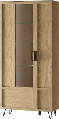 Produktbild von Vitrinenschrank Glasvitrine Limbo 95x40x196cm Eiche Artisan teilmassiv 2-türig
