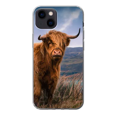 Produktbild von MuchoWow® Handyhülle Schutzhülle Hülle für iPhone 13 mini Schottischer Highlander - Berg - Wasser - Natur - Kuh Silikon Softcase Handy Hülle - Softcase