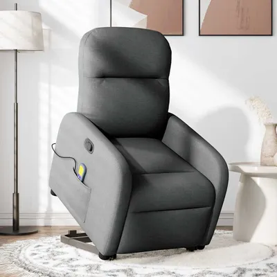 Immagine prodotto di Poltrona Alzapersona Massaggi Reclinabile Grigio Scuro Tessuto