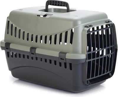 Produktbild von Beeztees Transportbox Gipsy Eco für Hunde grau-schwarz