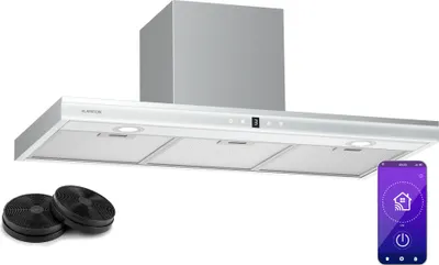 Produktbild von Klarstein Auriana Dunstabzugshaube - 90 cm Wandhaube, 700 m³/h Luftdurchsatz, A+ , WLAN- & Touch-Steuerung, LED-Beleuchtung 6000 K, 110 W Motor, Schwarz