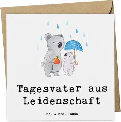 Produktbild von Mr. & Mrs. Panda Grußkarte Tagesvater Leidenschaft - Weiß - Geschenk, doppelkarte, Klappkarte, anlasskarte, Glückwunschkarte, faltkarte
