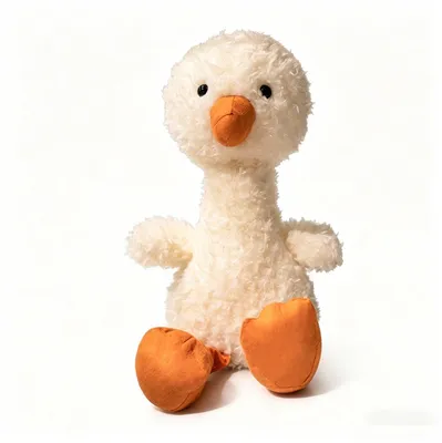 Image de Peluche canard 30 cm – Canard en peluche tout doux à câliner – Blanc et jaune