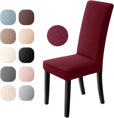 Obrázok produktu pre Poťahy na stoličky bordeaux, 4 kusy, polyester Elastan, žakár, pre jedáleň
