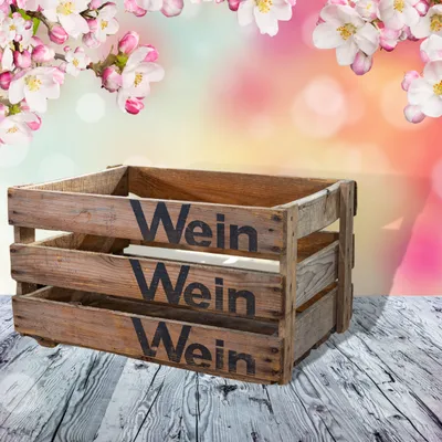 Produktbild von Dunkle Badische Weinkiste Wein Wein Wein 50x35x28 cm Obstkiste alt rustikal