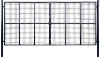 Obrázok produktu pre Nábytok Sieťová záhradná brána Pozinkovaná oceľ 400 x 175 cm Sivá - Záhradné brány 143378