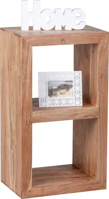 Produktbild von WOHNLING Standregal MUMBAI Massivholz Akazie 88 cm hoch 2 Böden Design Holz-Regal Naturprodukt Beistelltisch Landhaus-Stil