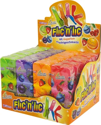 Produktbild von Flic'n'lic Lutscher mit doppeltem Fruchtgeschmack 24 Stk. im Display