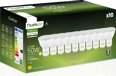 Zdjęcie produktu dla 10x Żarówka LED GU10 Reflektor PAR16 6W = 50W 580lm 4000K Neutralna 24° 36° 60° LUMILED