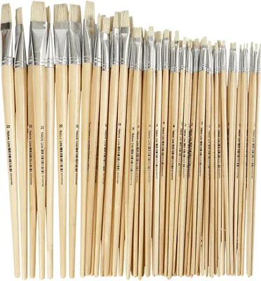 Produktbild von Creativ Company Pinselset Nature Line langer Stiel 64 Stück Malen