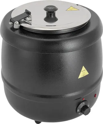 Produktbild von Elektrischer Suppentopf - Buffet Suppenwärmer - 10 L Fassungsvermögen - 400 W Leistung - Edelstahl und Gusseisen - Temperaturregelung 35–80 °C - Schwarz