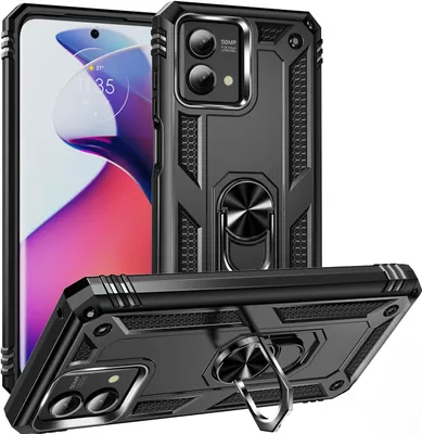 Obrázek produktu pro Pouzdro pro Motorola Moto G Stylus 5G 2023 dvouvrstvé robustní, vojenská ochrana pouzdro s držákem prstenu a stojánkem Černý