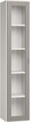 Produktbild von Vitrine Bellaco 34, Farbe: Weiß / Grau - Abmessungen: 187 x 39 x 40 cm (H x B x T)