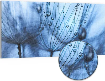 Produktbild von DEQORI Hybrid Leinwand Bild 100x50 cm 'Pusteblumenperlen' Wandbild Glas flach modern