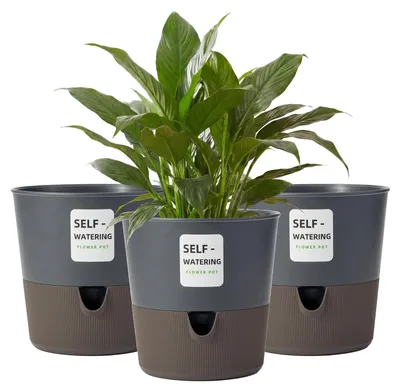 Productafbeelding van 3 Stuks Zelfwatergevende Bloempotten voor Binnenplanten Ø 6,5 inch