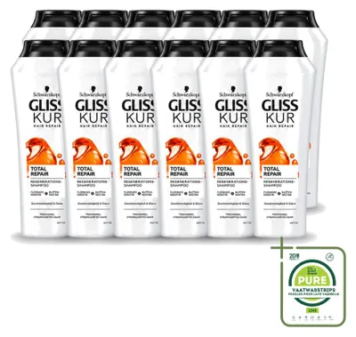 Imagen del producto de 12 champús Schwarzkopf Gliss Kur Oil Nutritive, 250 ml cada uno. Pack grande, 12 unidades