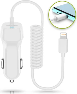 Produktbild von Auto Ladekabel für Apple iPhone 8 / Plus Ladegerät Lightning Kfz Lade Car Kabel, Farbe:Weiss
