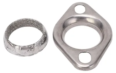 Image de Bride de collecteur d'échappement de 2 pouces à 2 boulons avec joint ; raccord ovale en acier inoxydable pour tuyau d'échappement