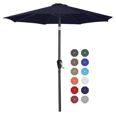Image de Parasol, protection UV 50+, inclinable à 30°, hydrofuge, pour balcon, jardin, terrasse, plage, bleu marine, 230 cm